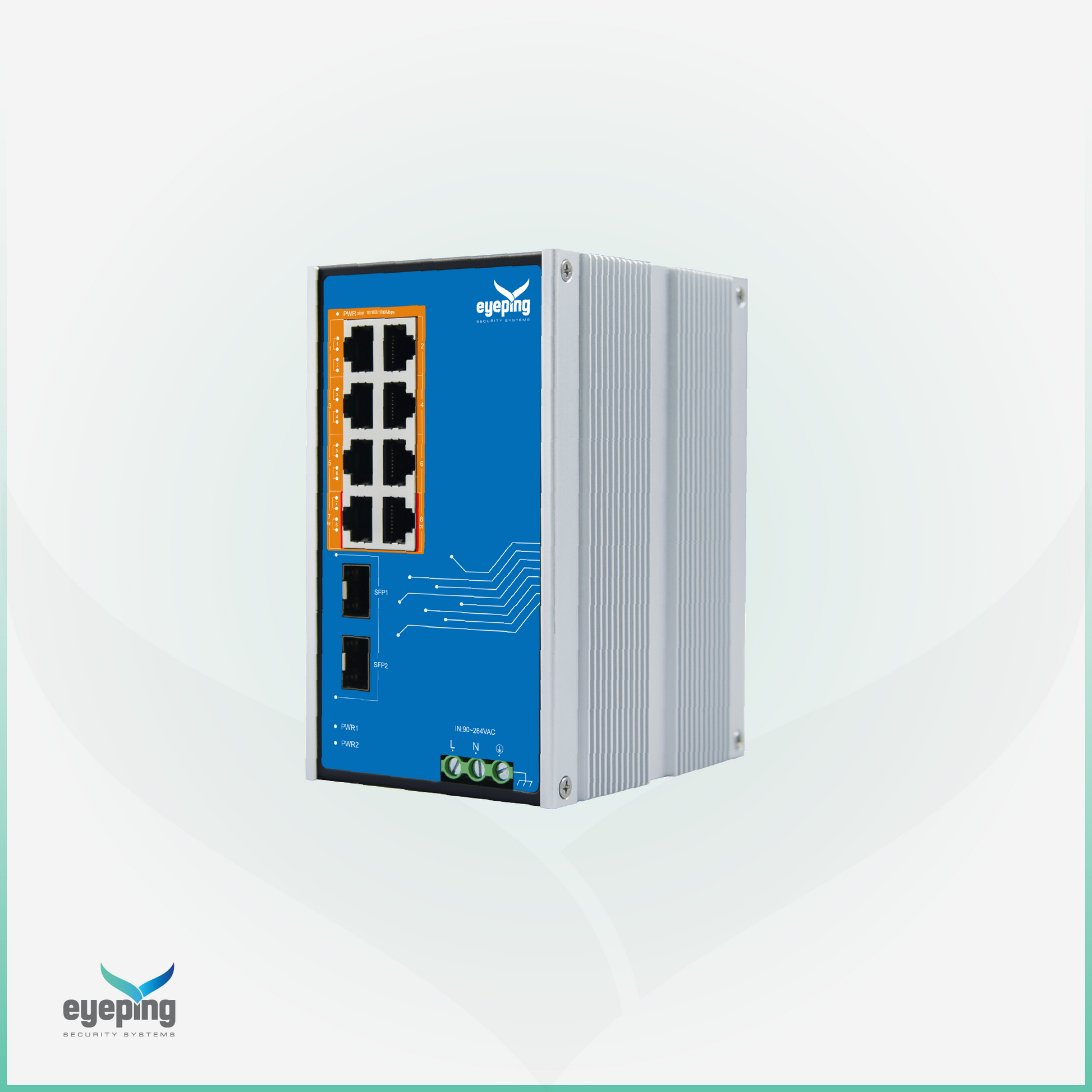 EYEPING GS-S510-8W0 – INDUSTRIAL 8-PORT FULL GIGABIT UNMANAGED POE SWITCH