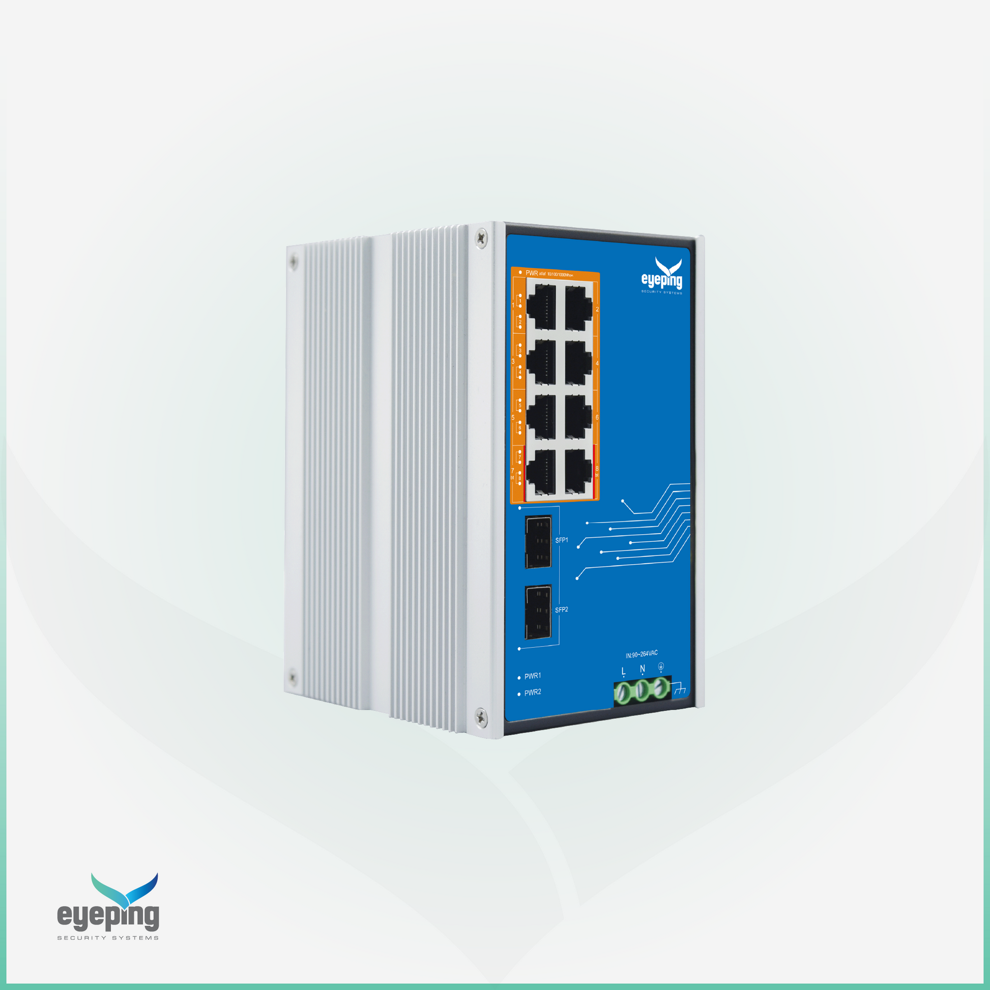 EYEPING GS-S510-8W0 – INDUSTRIAL 8-PORT FULL GIGABIT UNMANAGED POE SWITCH