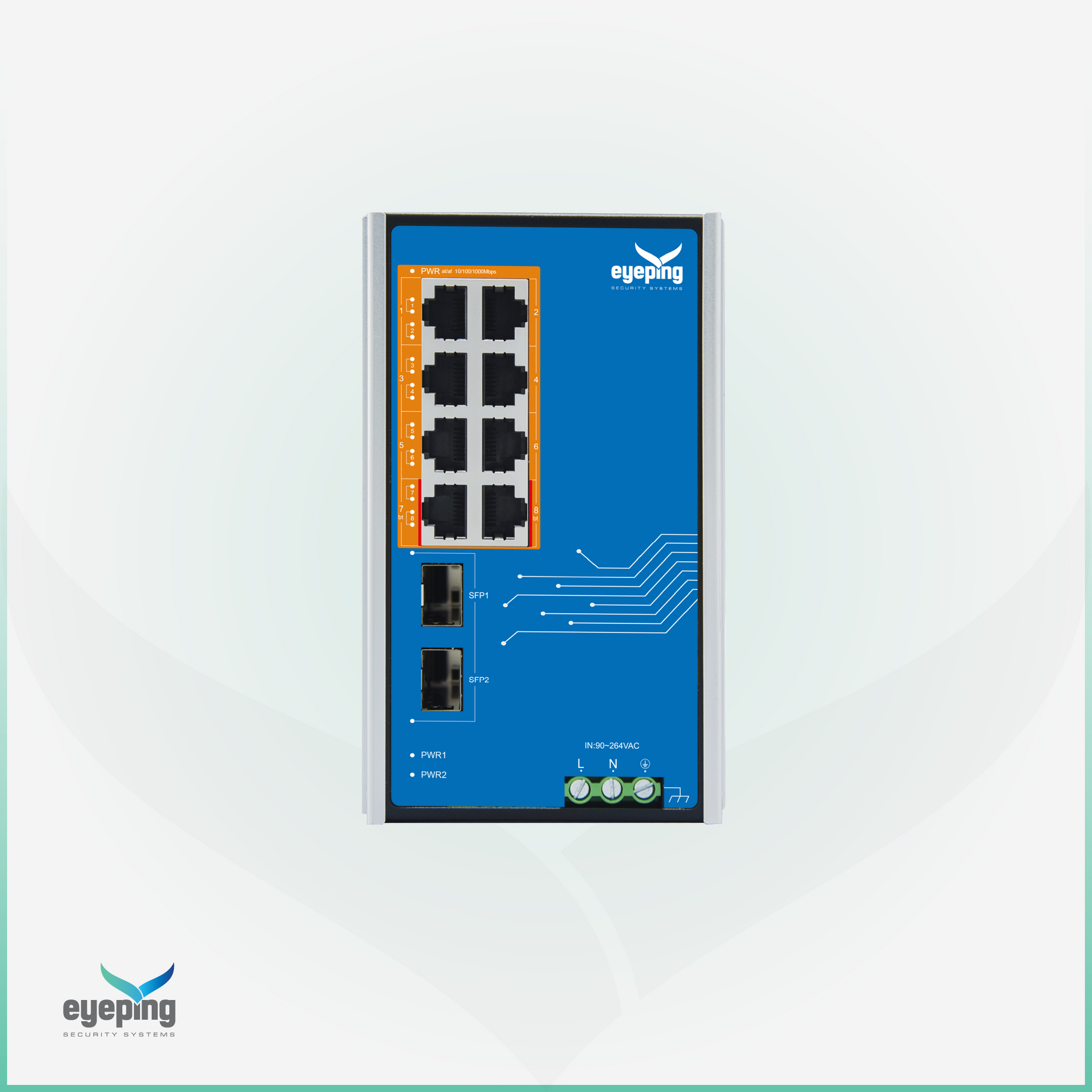 EYEPING GS-S510-8W0 – INDUSTRIAL 8-PORT FULL GIGABIT UNMANAGED POE SWITCH