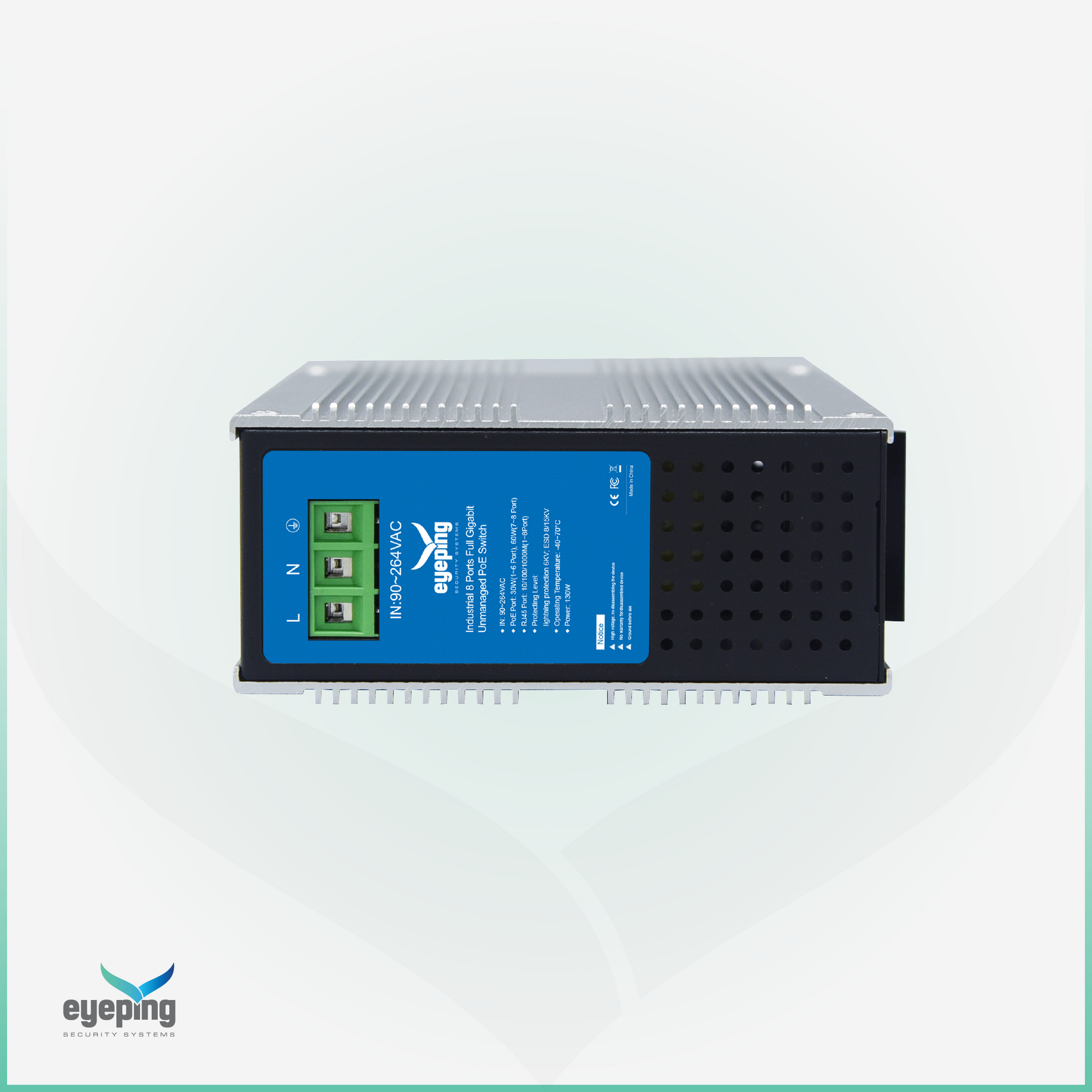 EYEPING GS-S508-8W0 – Industrial 8-Port Full Gigabit Unmanaged PoE Switch